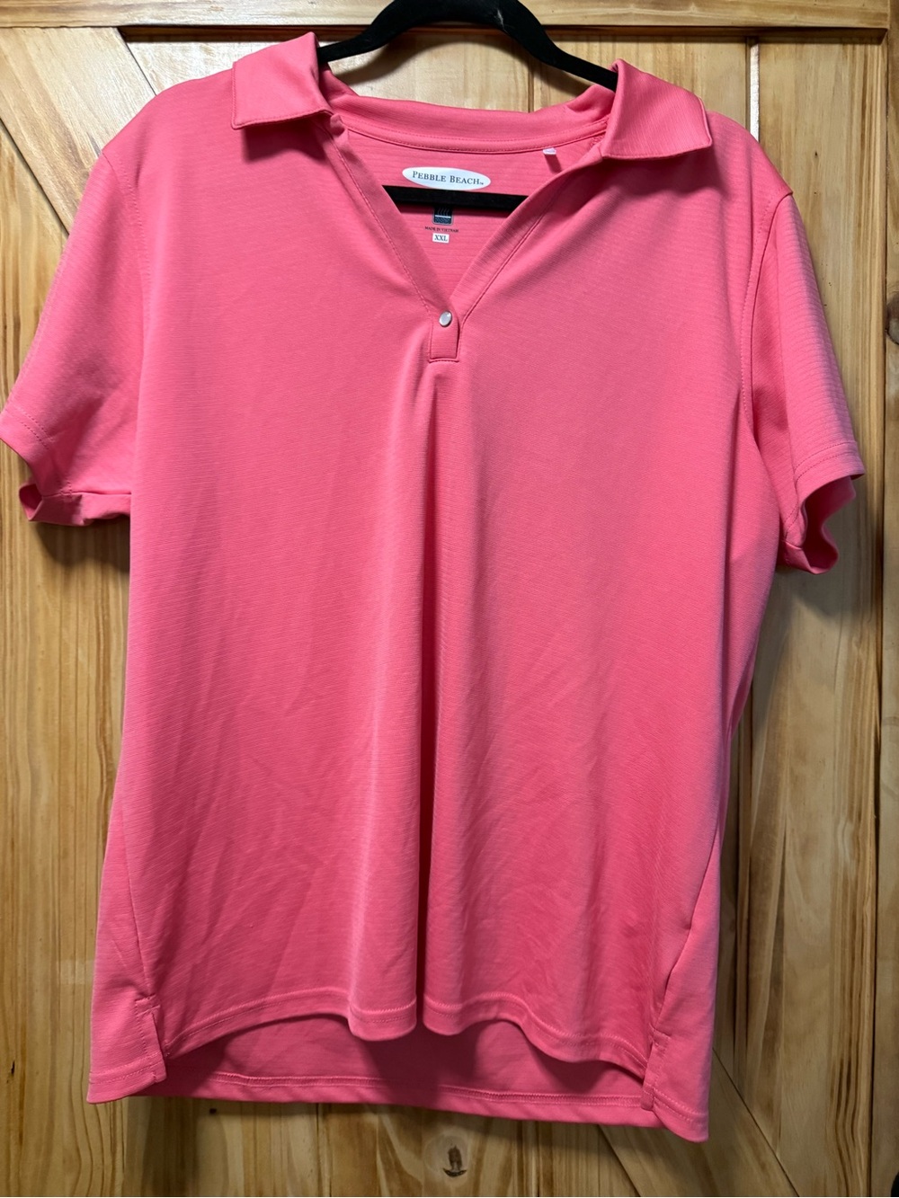 Pebble Beach Coral Pink Short Sleeve Polo Top